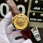 Perfect Replica 41mm Rolex Air King Skeleton Watch W Gold Dial Brown Leather Strap